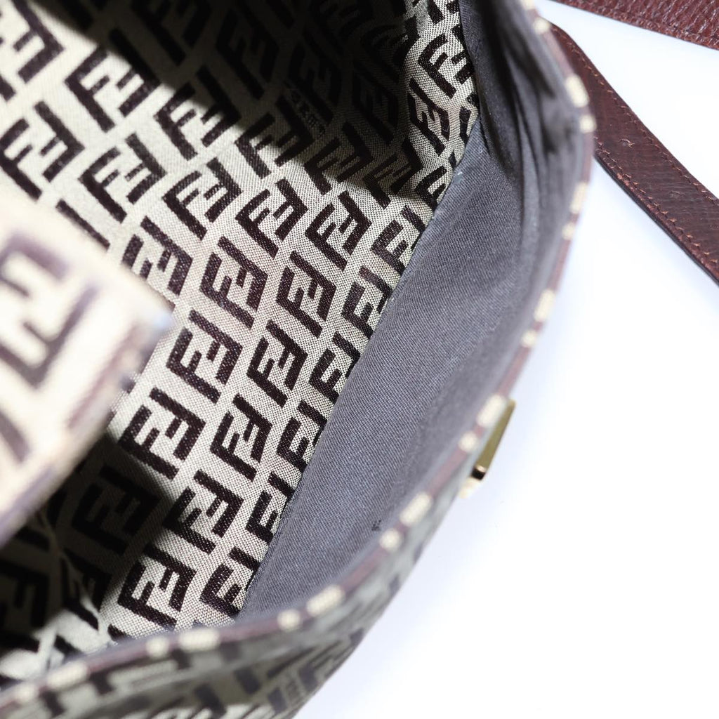FENDI Zucchino Canvas Shoulder Bag Beigebs13695
