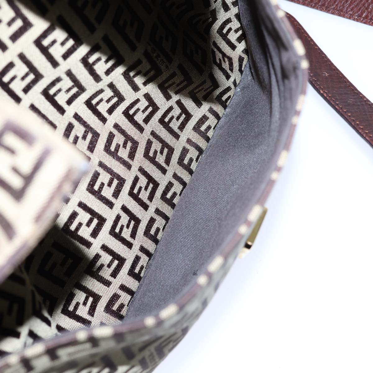 FENDI Zucchino Canvas Shoulder Bag Beigebs13695