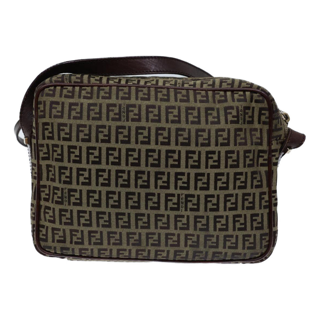 FENDI Zucchino Canvas Shoulder Bag Beigebs13695