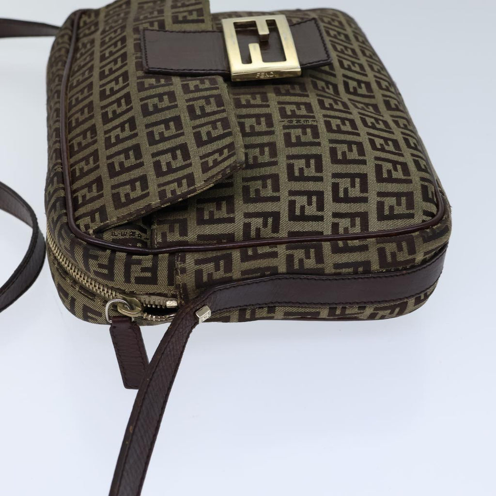 FENDI Zucchino Canvas Shoulder Bag Beigebs13695