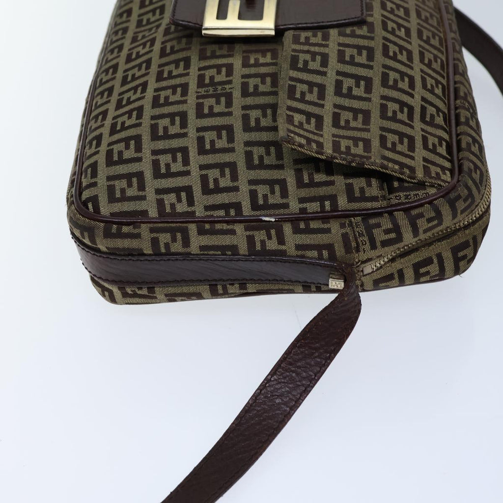 FENDI Zucchino Canvas Shoulder Bag Beigebs13695