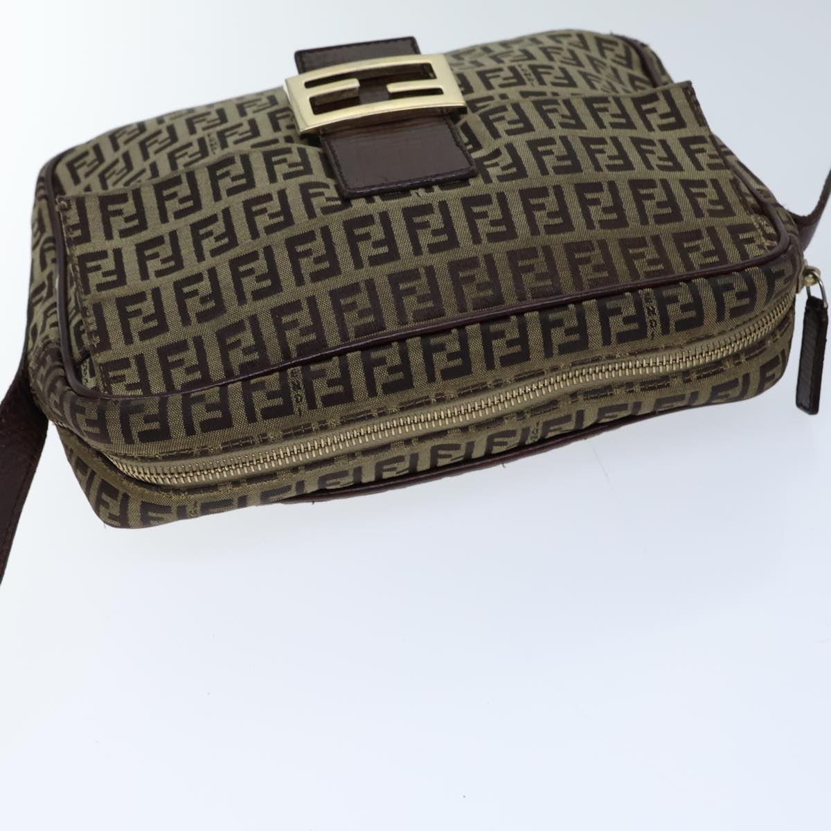 FENDI Zucchino Canvas Shoulder Bag Beigebs13695