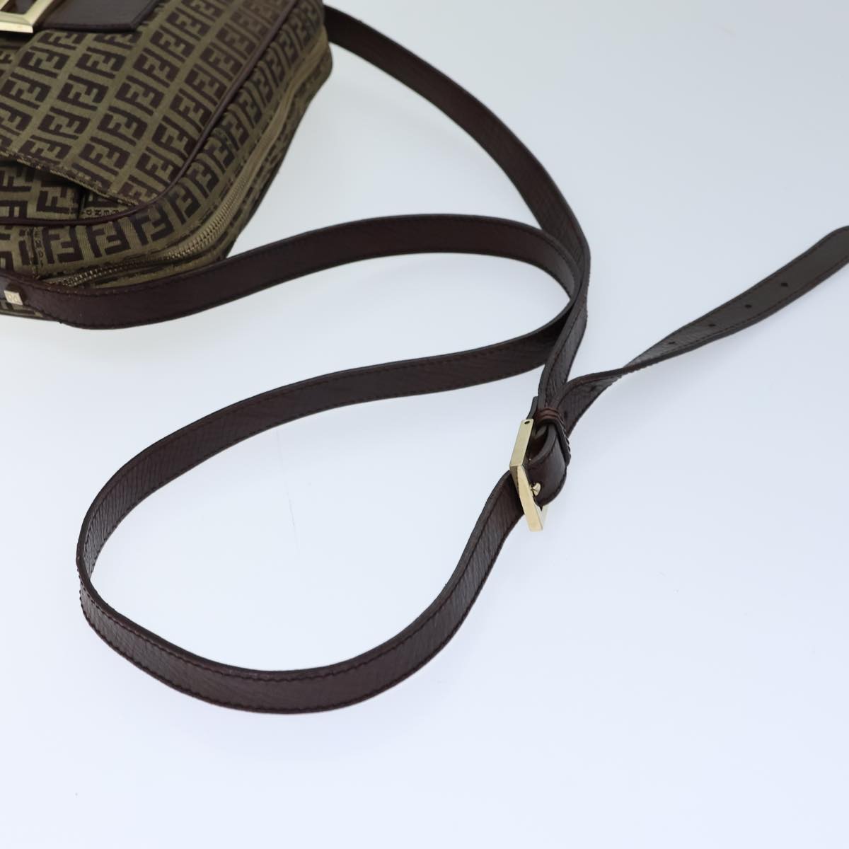 FENDI Zucchino Canvas Shoulder Bag Beigebs13695