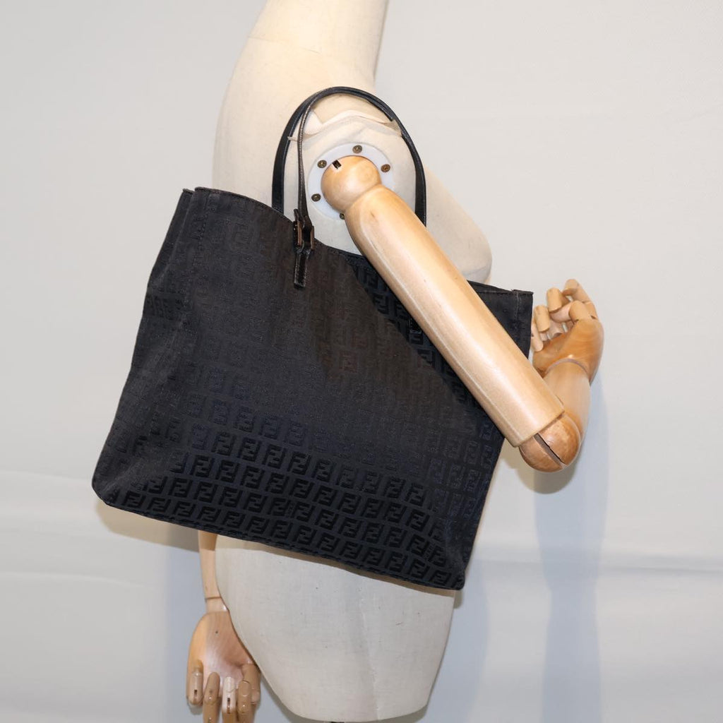 FENDI Zucchino Canvas Hand Bag Blackbs13696
