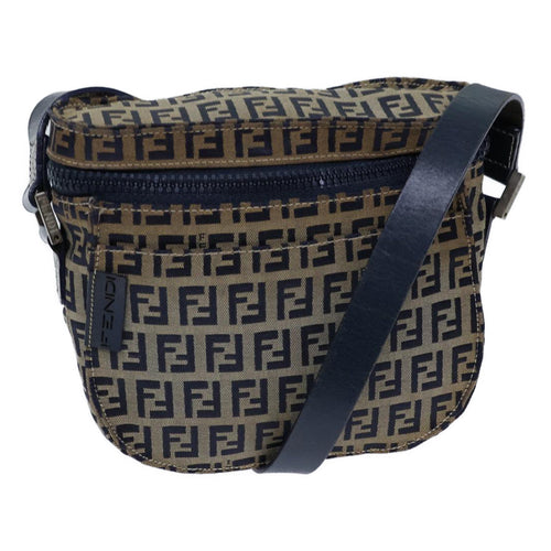 FENDI Zucchino Canvas Shoulder Bag Navybs13705