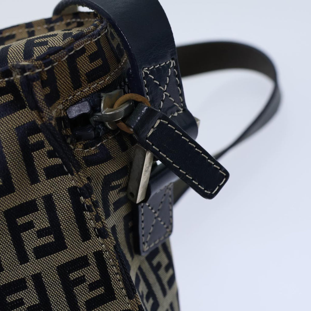 FENDI Zucchino Canvas Shoulder Bag Navybs13705