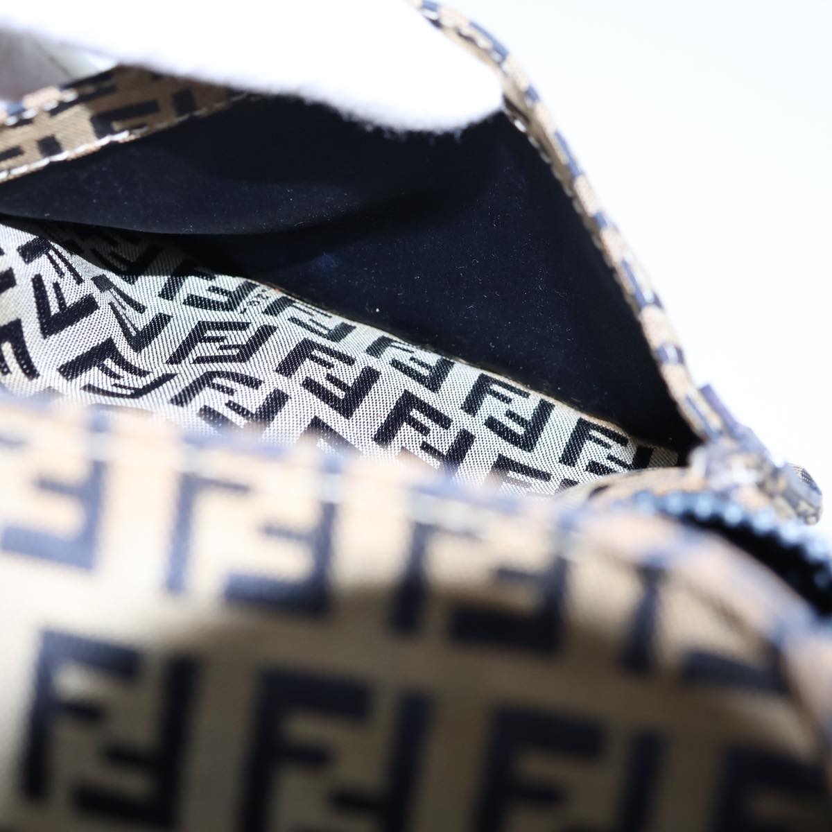 FENDI Zucchino Canvas Shoulder Bag Navybs13705
