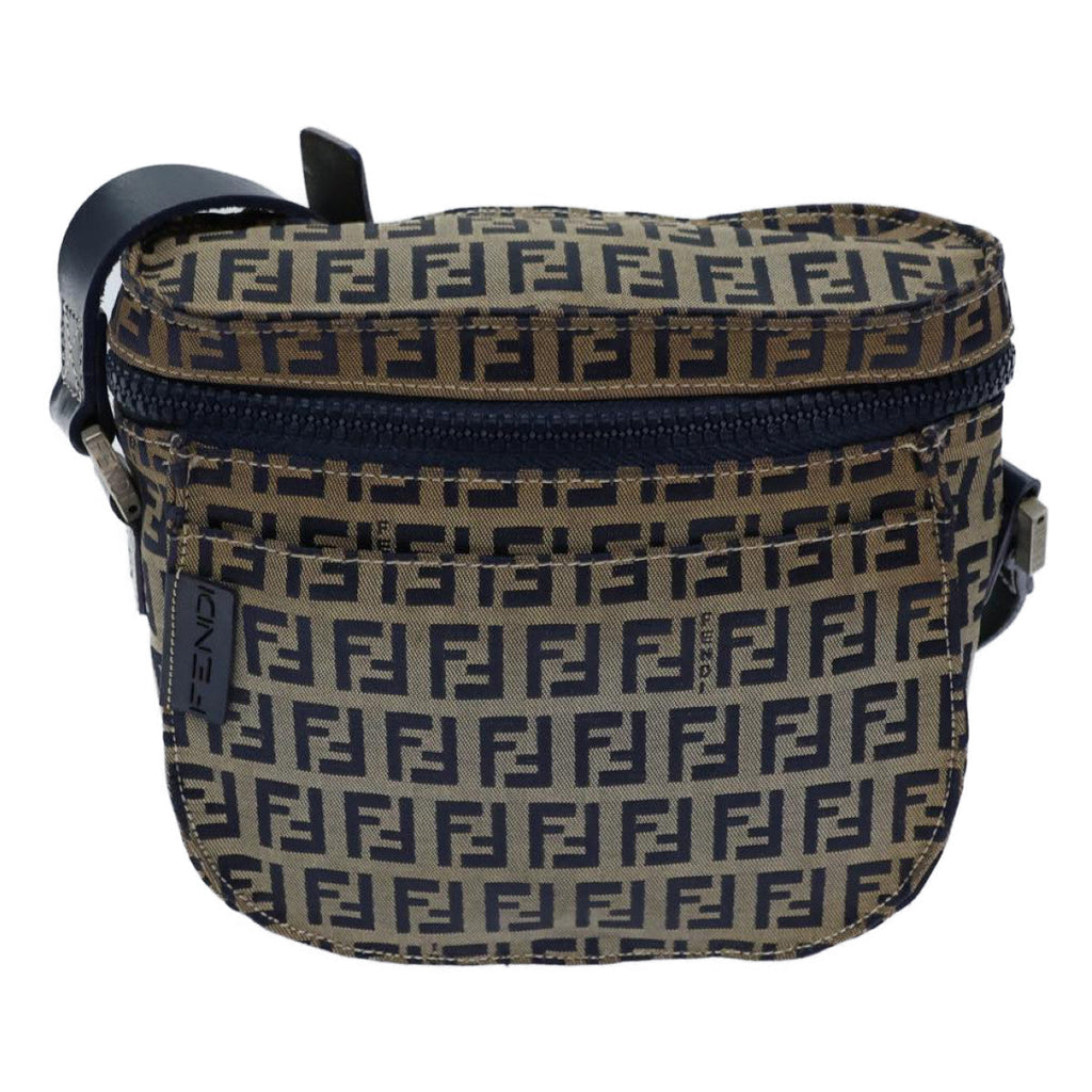 FENDI Zucchino Canvas Shoulder Bag Navybs13705