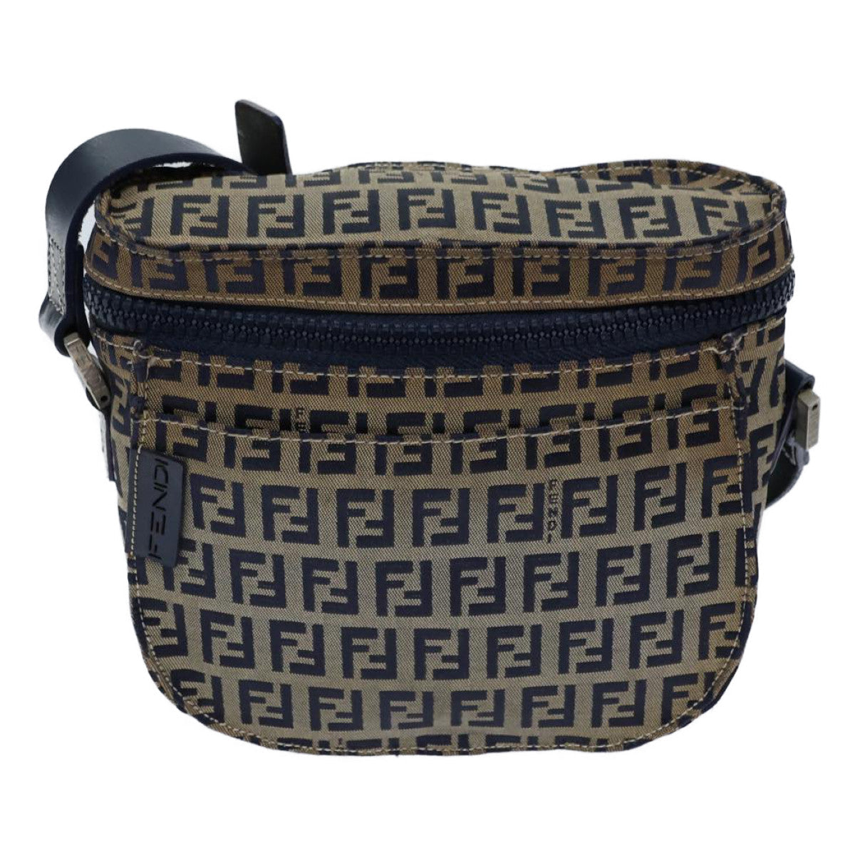 FENDI Zucchino Canvas Shoulder Bag Navybs13705
