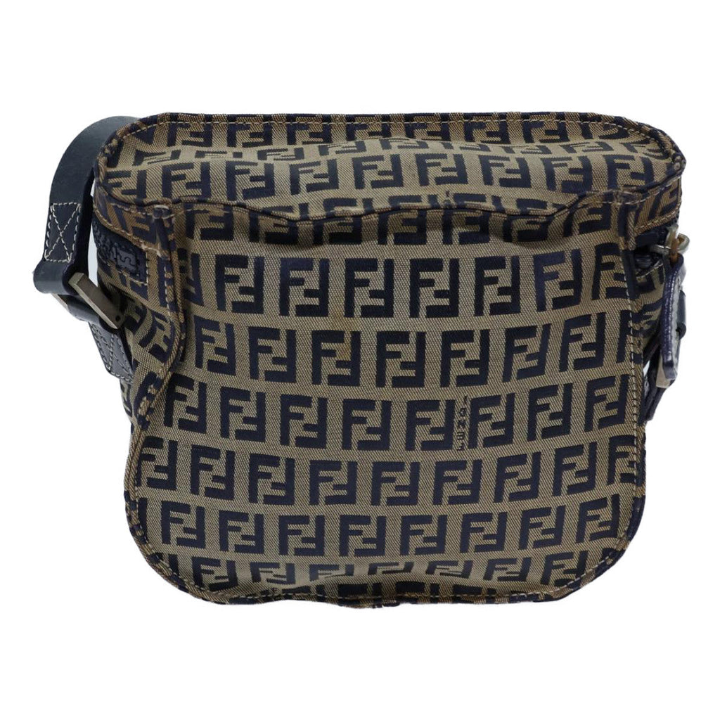 FENDI Zucchino Canvas Shoulder Bag Navybs13705