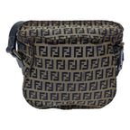 FENDI Zucchino Canvas Shoulder Bag Navybs13705