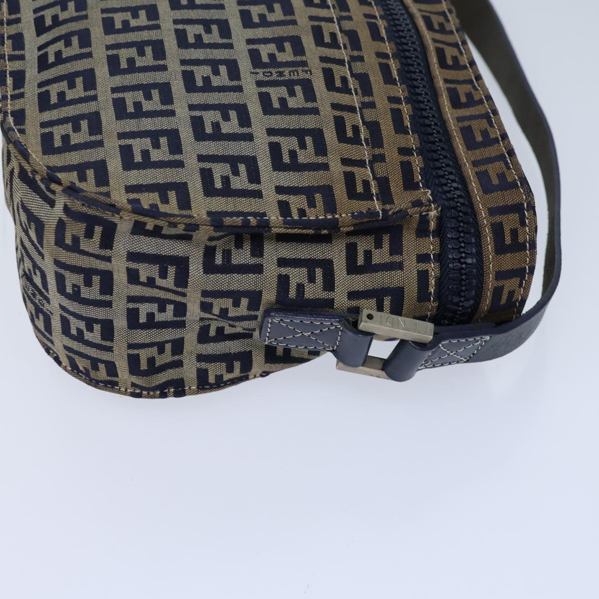 FENDI Zucchino Canvas Shoulder Bag Navybs13705