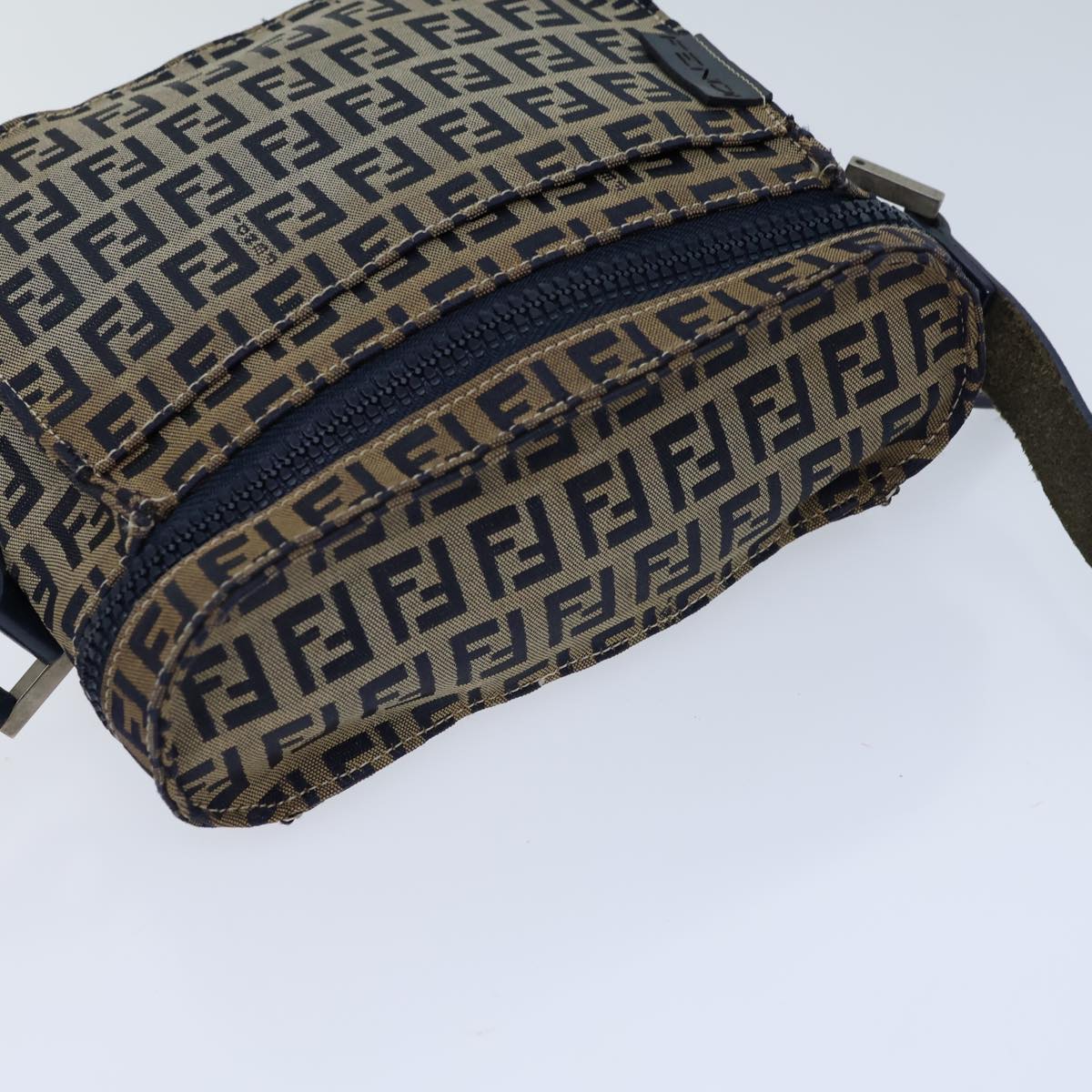 FENDI Zucchino Canvas Shoulder Bag Navybs13705