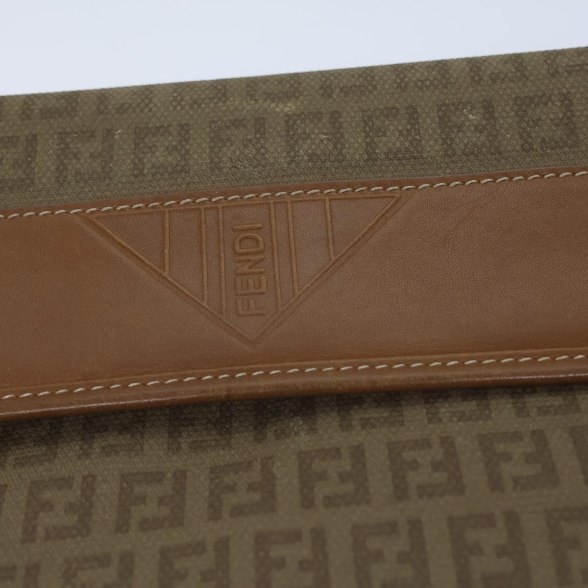 FENDI Zucchino Canvas Shoulder Bag Beigebs13716