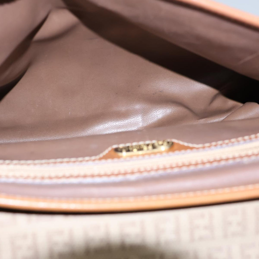 FENDI Zucchino Canvas Shoulder Bag Beigebs13716