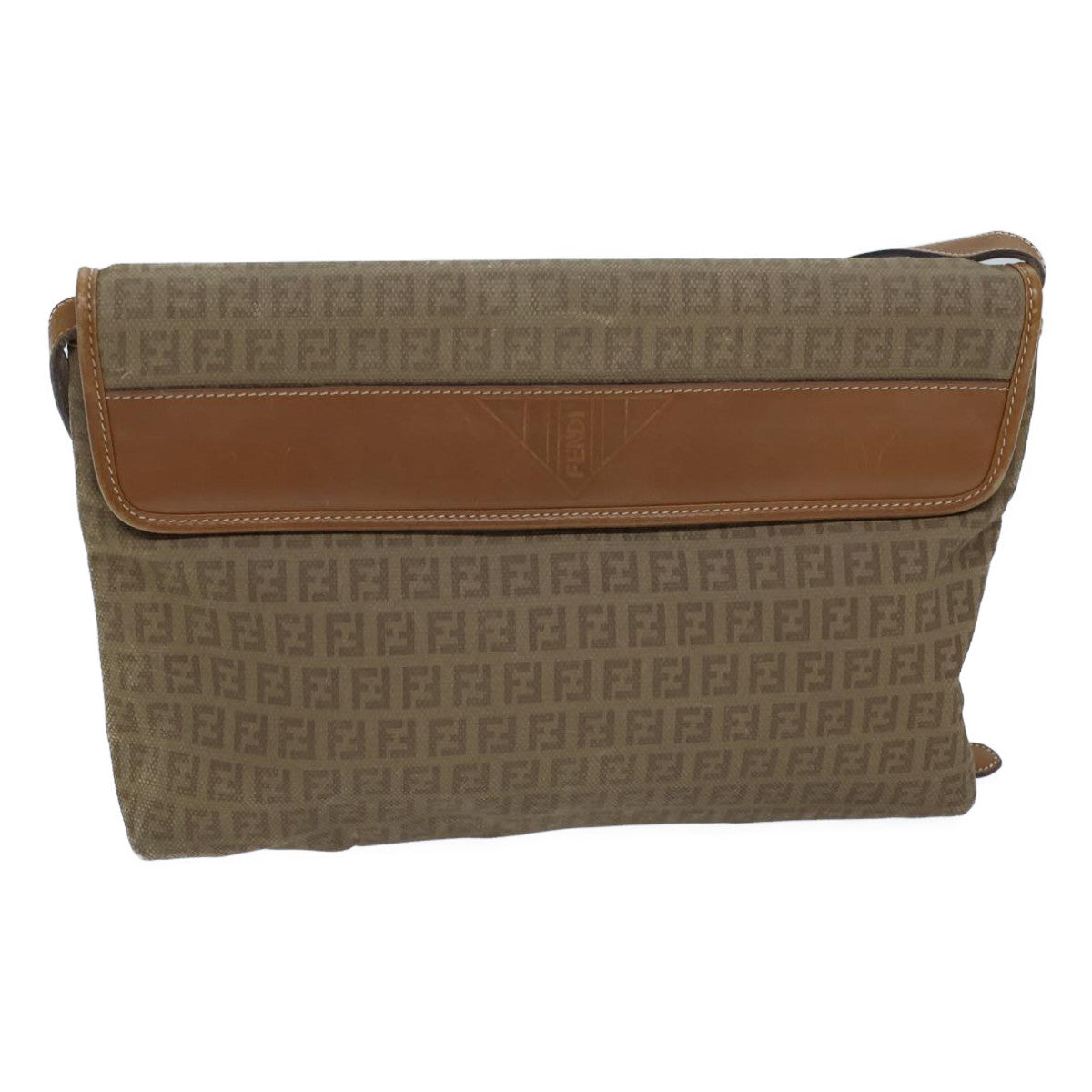 FENDI Zucchino Canvas Shoulder Bag Beigebs13716