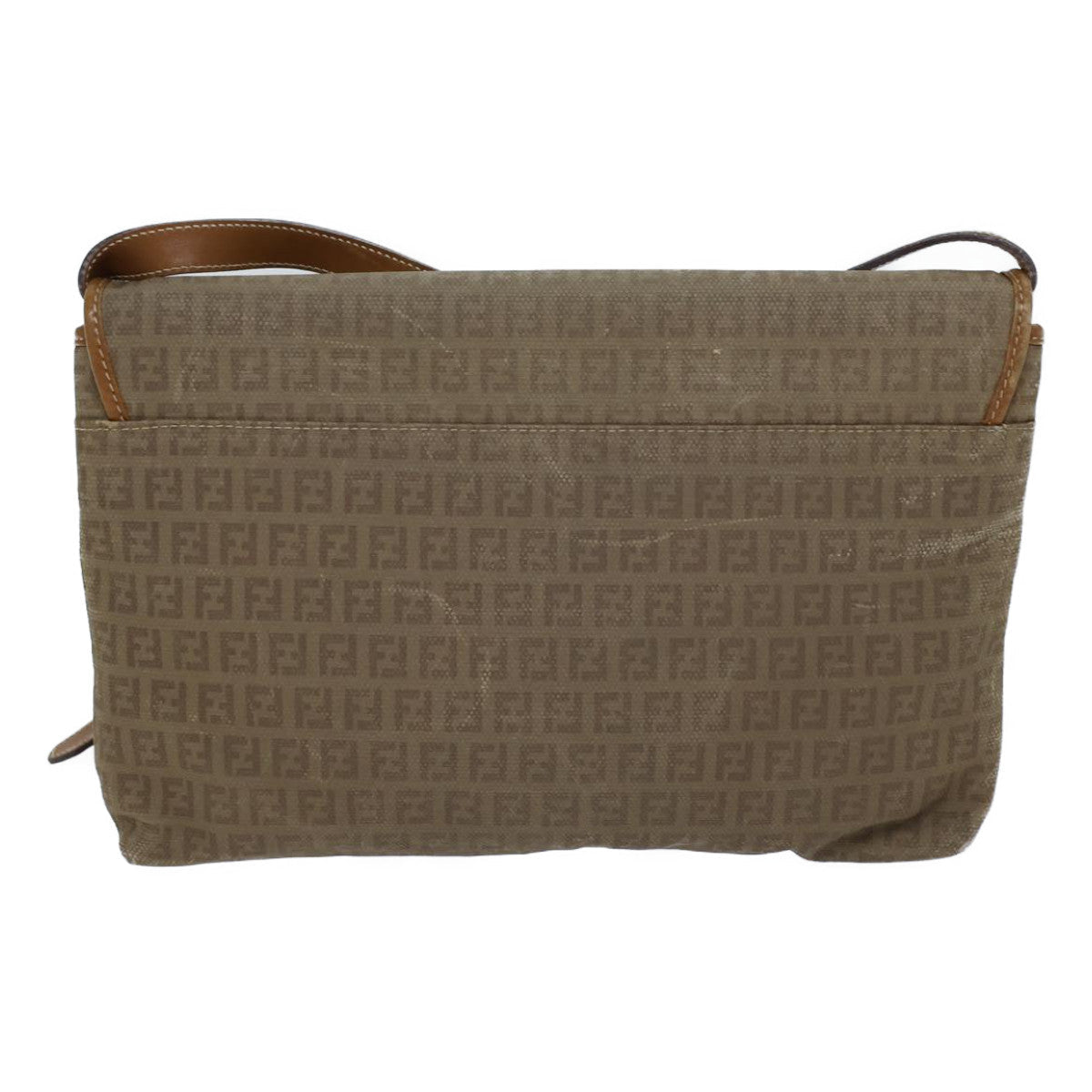 FENDI Zucchino Canvas Shoulder Bag Beigebs13716