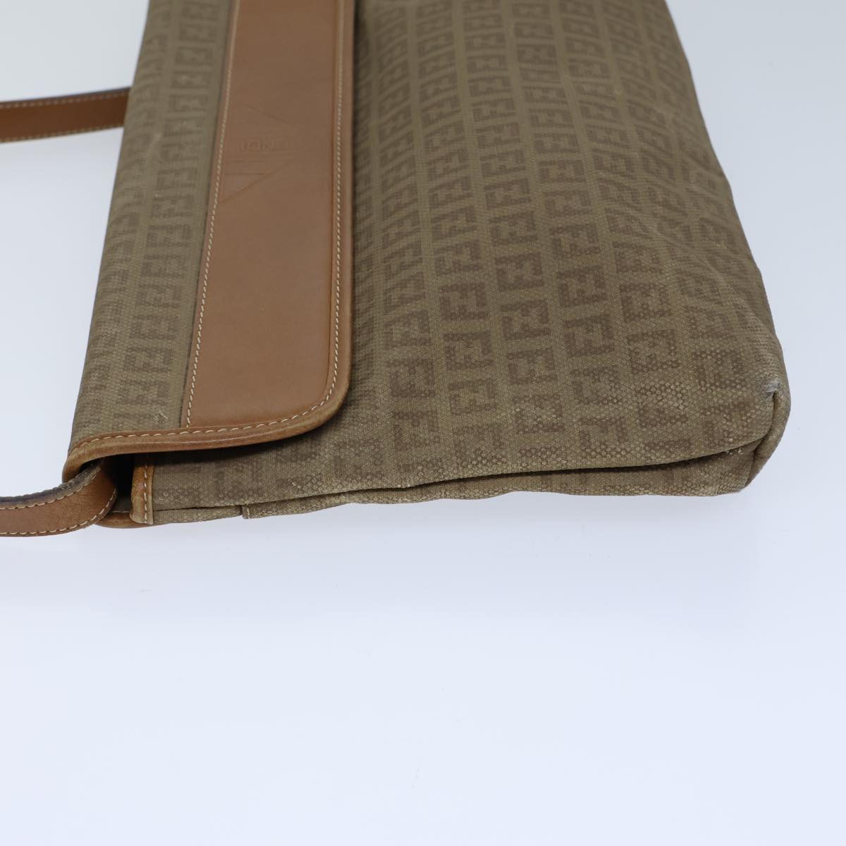 FENDI Zucchino Canvas Shoulder Bag Beigebs13716