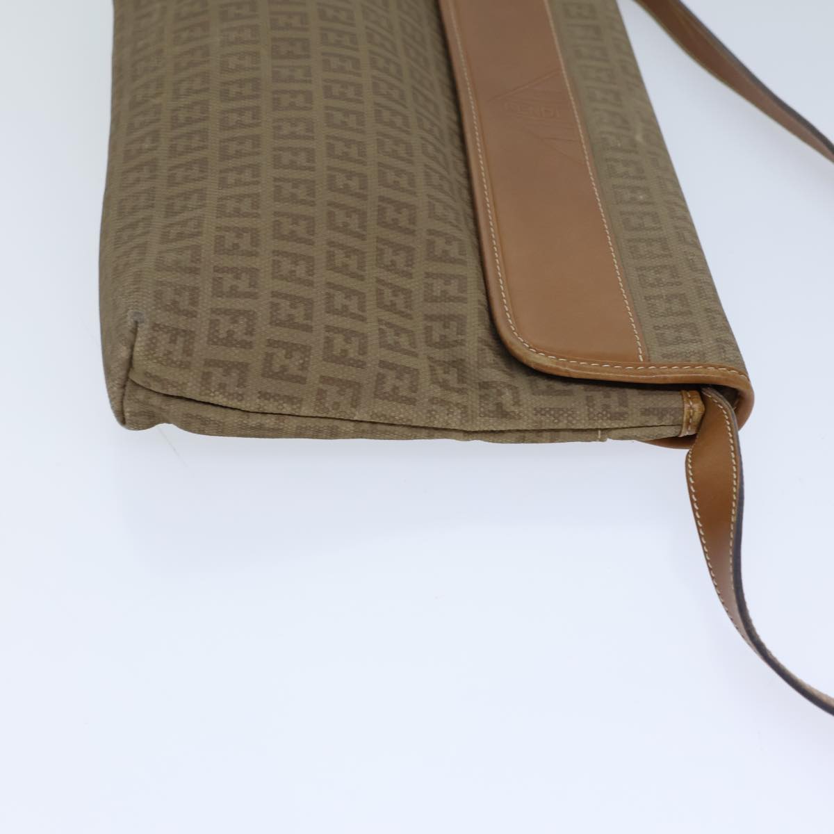FENDI Zucchino Canvas Shoulder Bag Beigebs13716