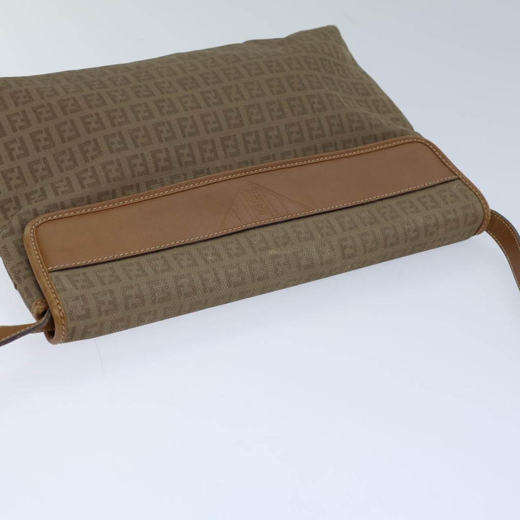 FENDI Zucchino Canvas Shoulder Bag Beigebs13716