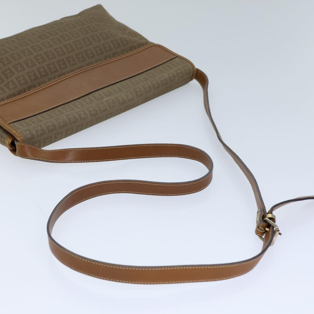 FENDI Zucchino Canvas Shoulder Bag Beigebs13716