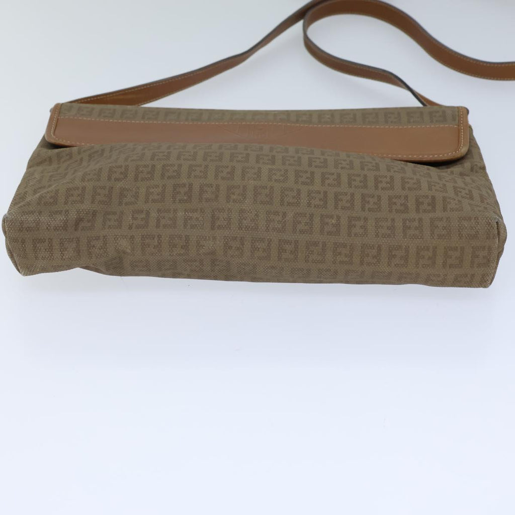 FENDI Zucchino Canvas Shoulder Bag Beigebs13716