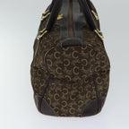 CELINE C Macadam Canvas Boston Bag Brown Auth bs13731