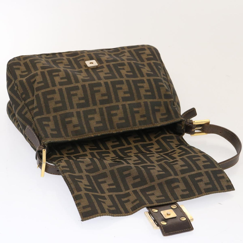 FENDI Zucca Canvas Mamma Baguette Shoulder Bag Brownbs13764