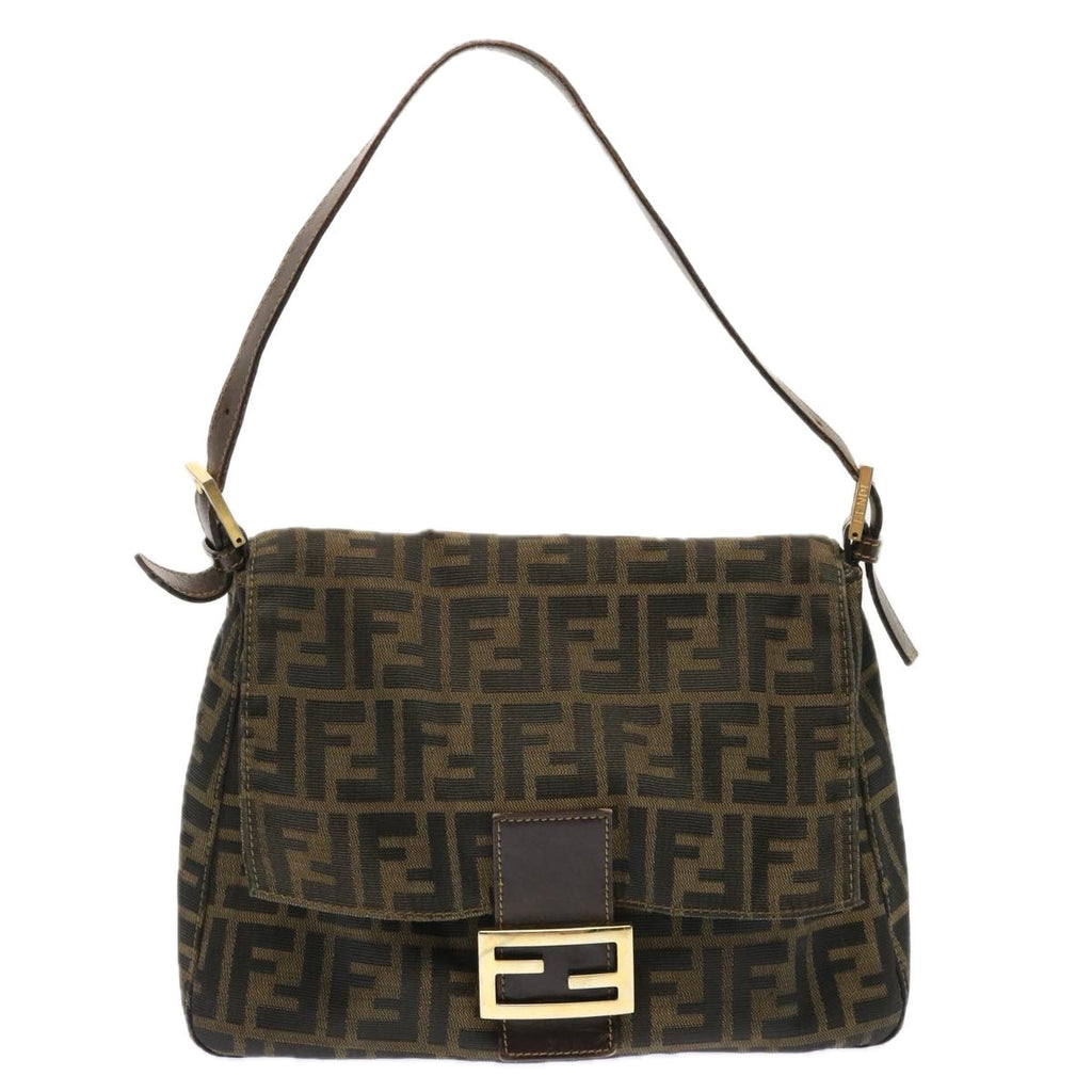 FENDI Zucca Canvas Mamma Baguette Shoulder Bag Brownbs13764