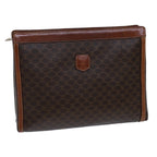 CELINE Macadam Canvas Clutch Bag PVC Brown  13810