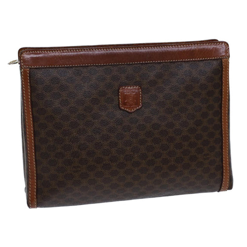 CELINE Macadam Canvas Clutch Bag PVC Brown  13810