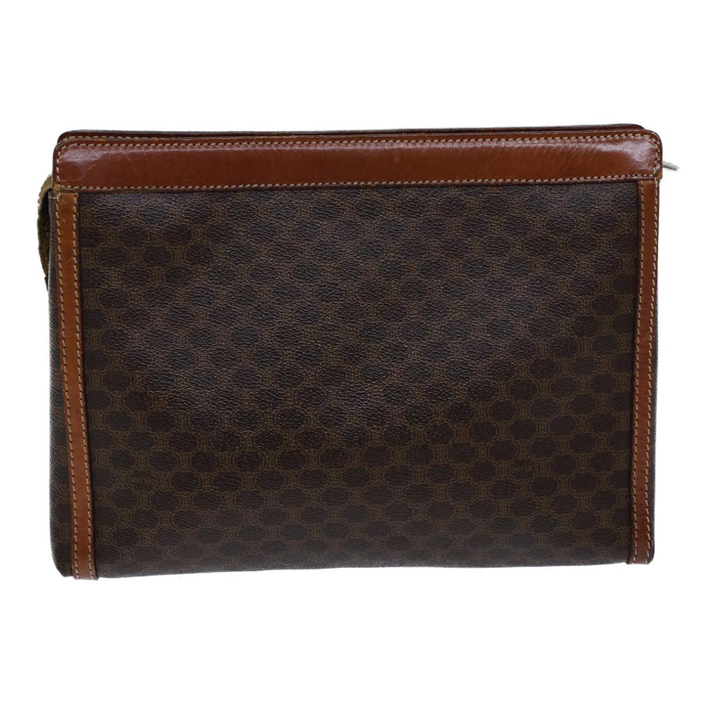 CELINE Macadam Canvas Clutch Bag PVC Brown  13810