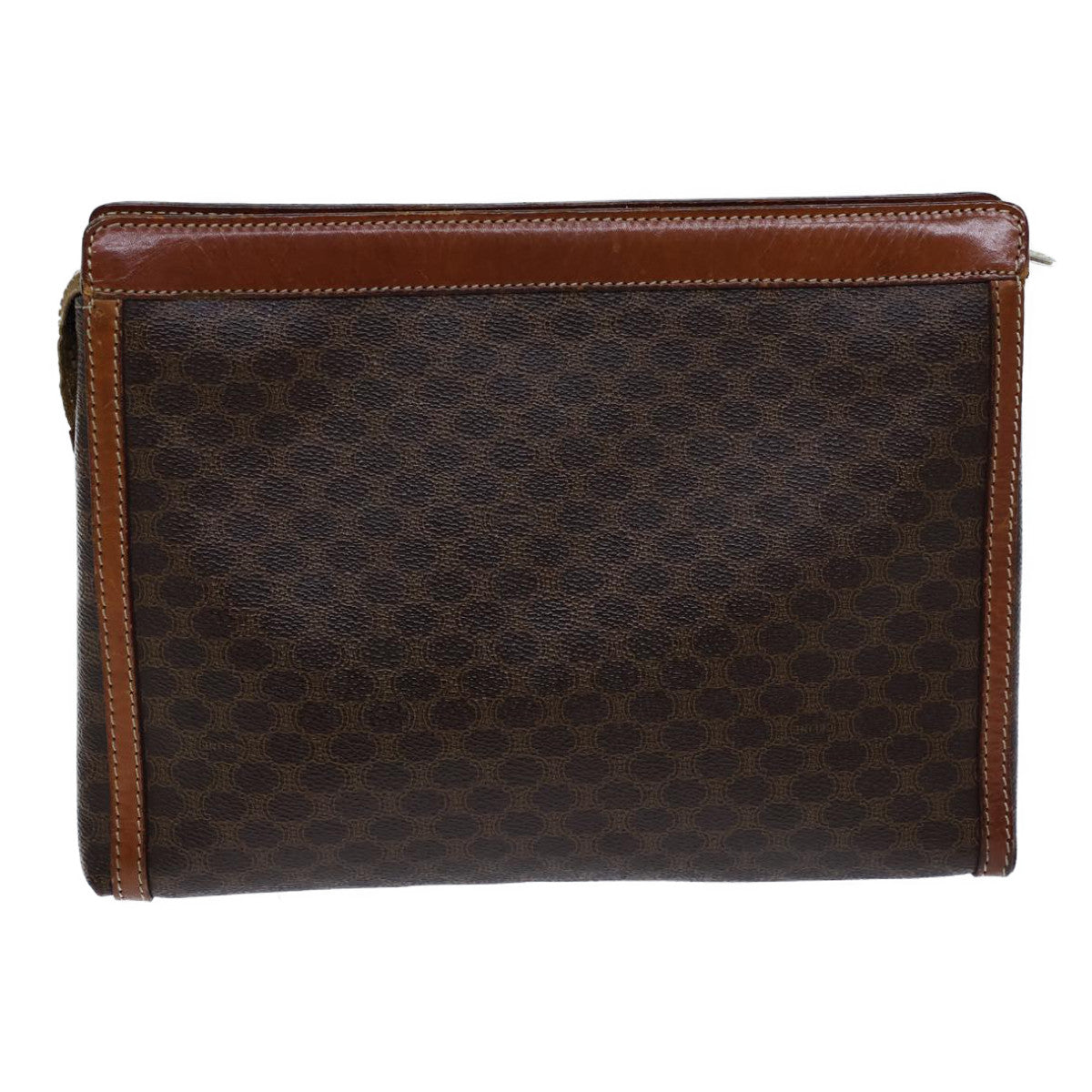 CELINE Macadam Canvas Clutch Bag PVC Brown  13810