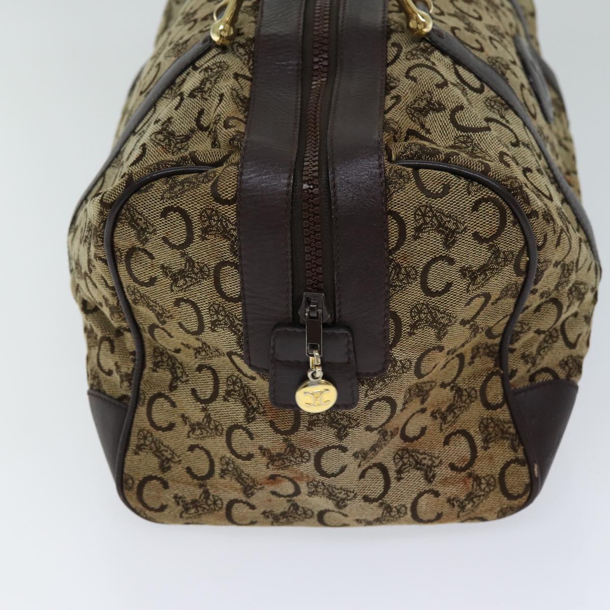 CELINE C Macadam Canvas Boston Bag Brown  13811