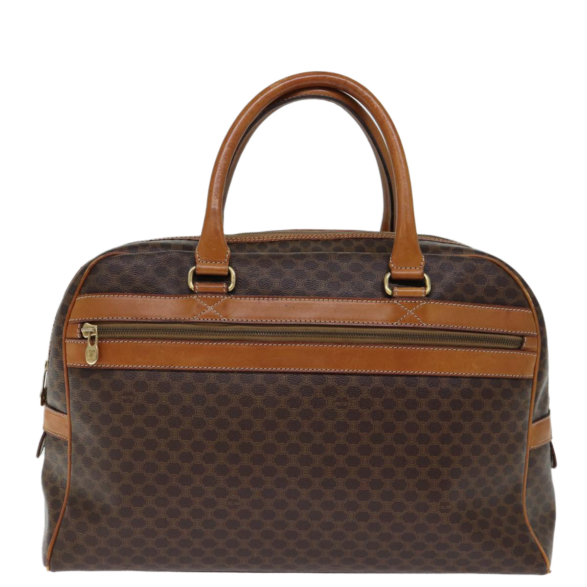 CELINE Macadam Canvas Boston Bag PVC Brown Auth bs13835