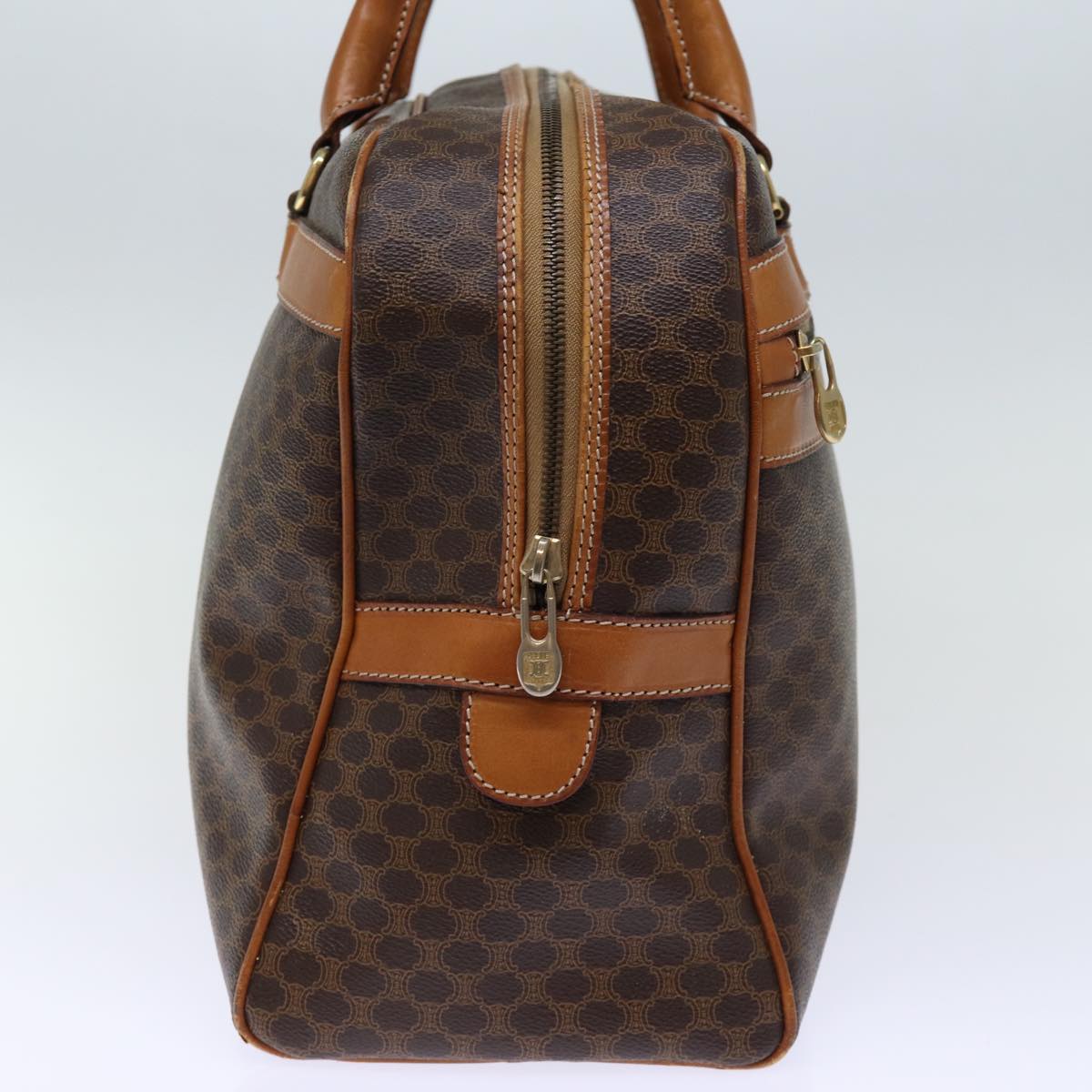 CELINE Macadam Canvas Boston Bag PVC Brown Auth bs13835