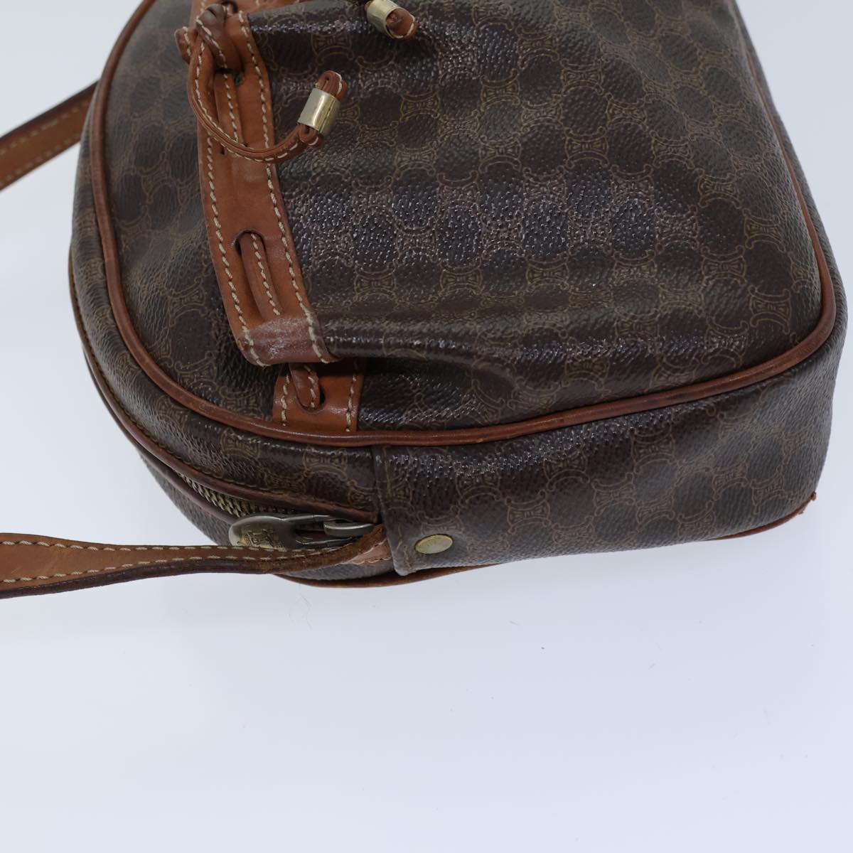 CELINE Macadam Canvas Shoulder Bag PVC Brown Auth bs13839