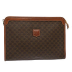 CELINE Macadam Canvas Clutch Bag PVC Brown Auth bs13923
