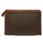 CELINE Macadam Canvas Clutch Bag PVC Brown Auth bs13923