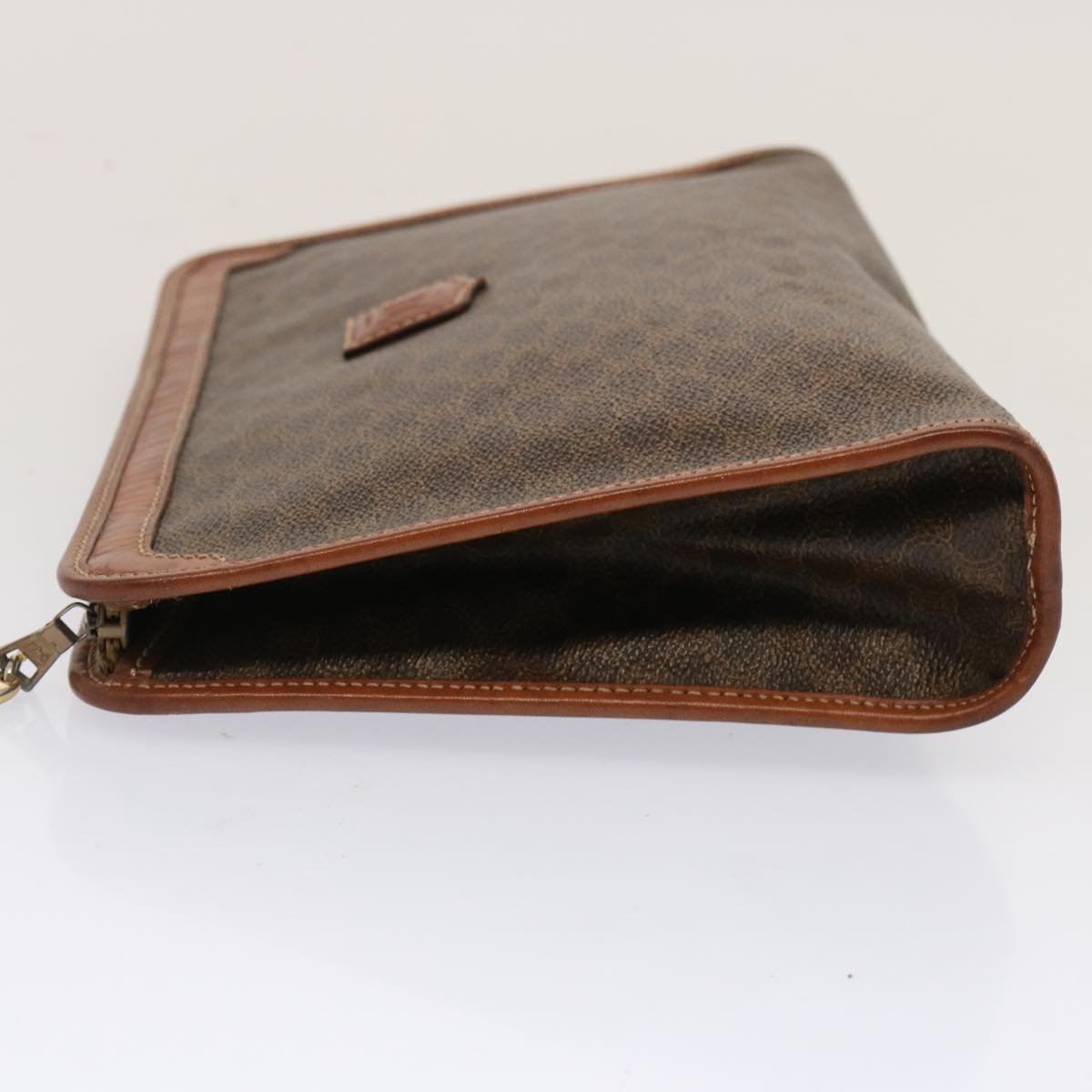 CELINE Macadam Canvas Clutch Bag PVC Brown Auth bs13923