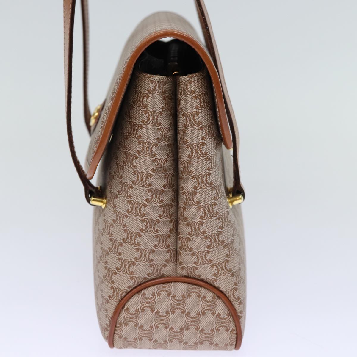 CELINE Macadam Canvas Hand Bag Coated Canvas Beige Auth bs13993