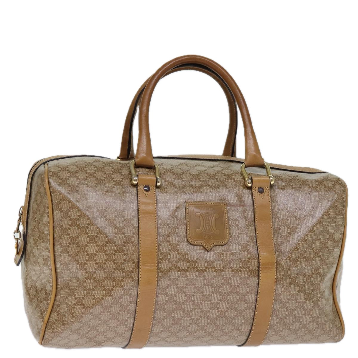 CELINE Macadam Canvas Boston Bag Coated Canvas Beige  13994
