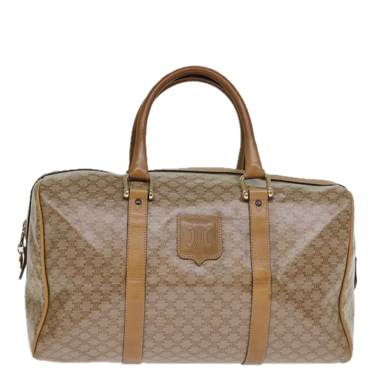 CELINE Macadam Canvas Boston Bag Coated Canvas Beige  13994