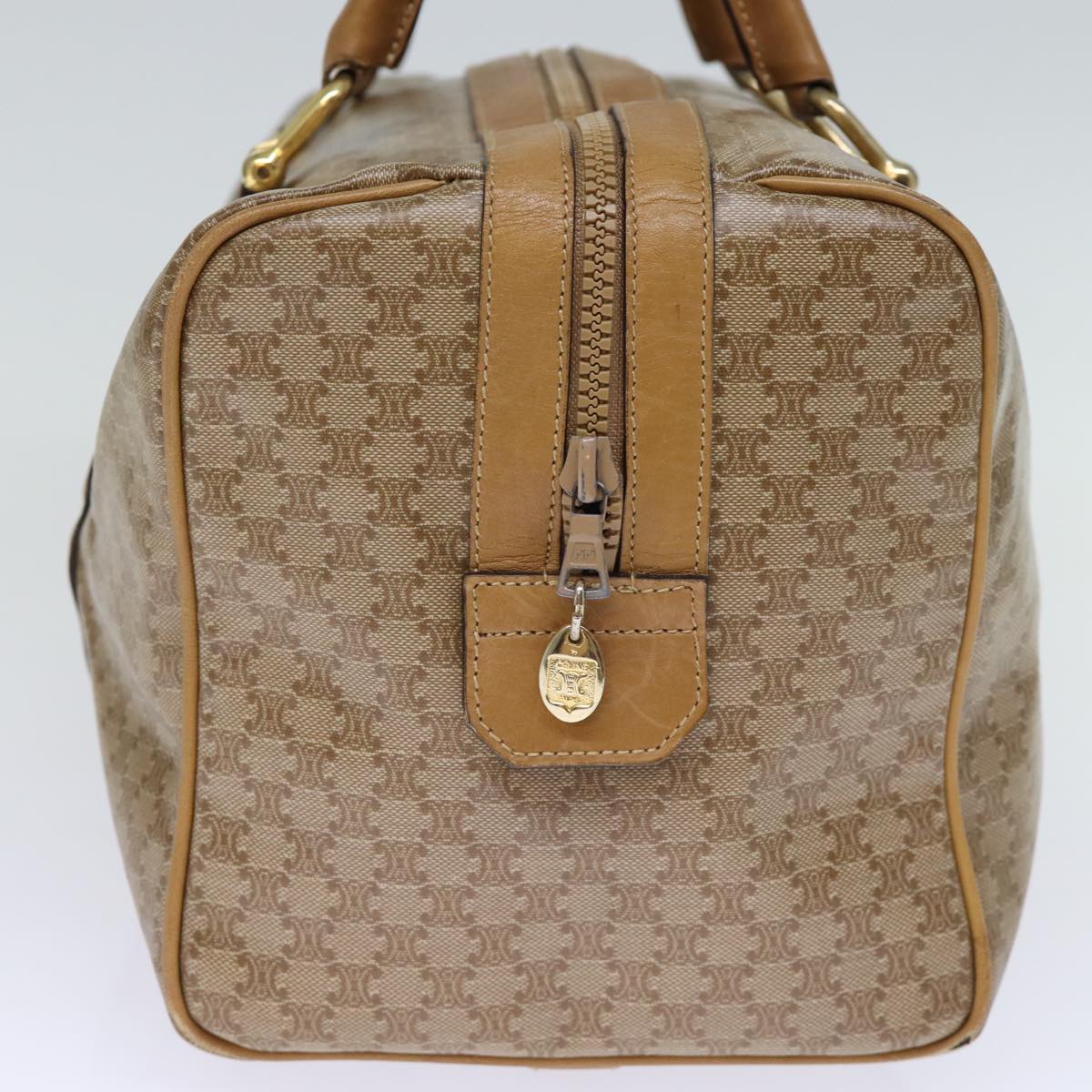 CELINE Macadam Canvas Boston Bag Coated Canvas Beige  13994