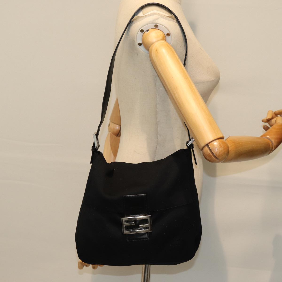 FENDI Mamma Shoulder Bag Nylon Blackbs14019