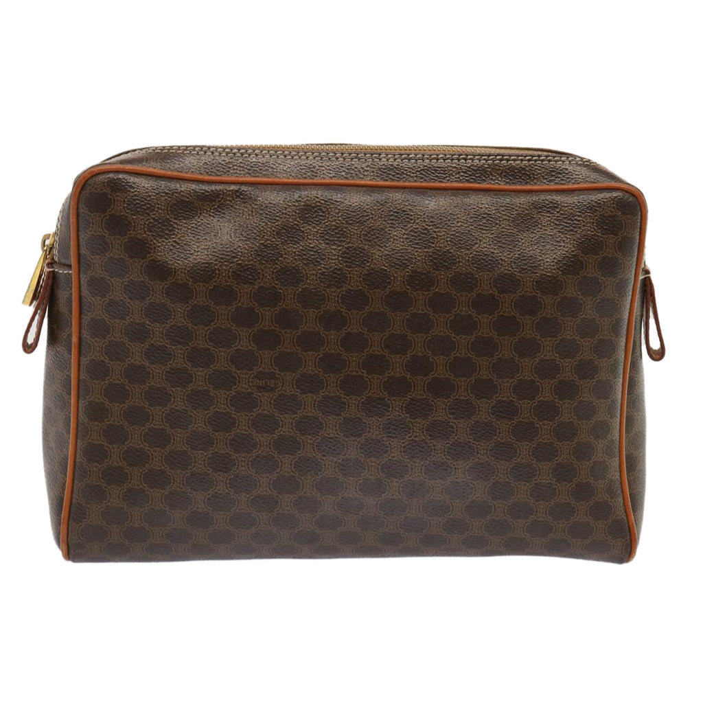 CELINE Macadam Canvas Clutch Bag PVC Brown Auth bs14049