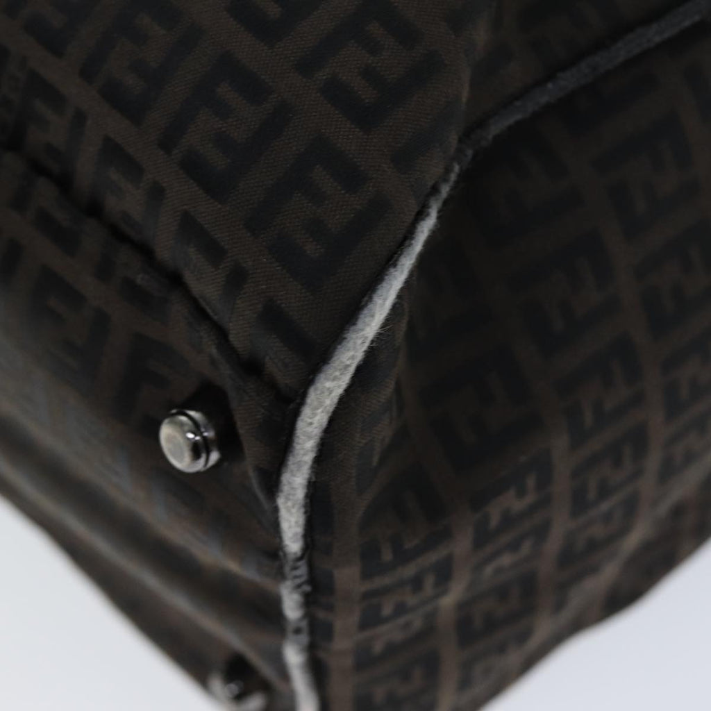 FENDI Zucchino Canvas Boston Bag Brown Blackbs14074