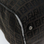 FENDI Zucchino Canvas Boston Bag Brown Blackbs14074