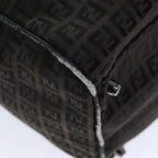 FENDI Zucchino Canvas Boston Bag Brown Blackbs14074