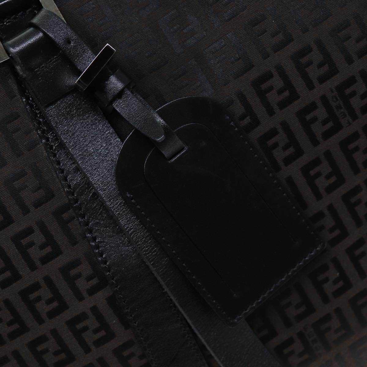 FENDI Zucchino Canvas Boston Bag Brown Blackbs14074